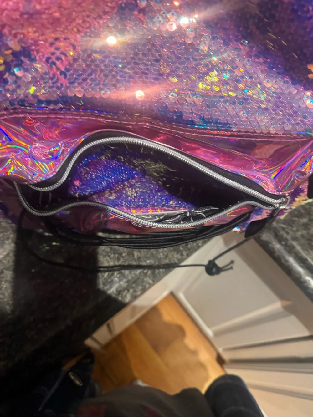 Justice Iridescent Pink Sequin Backpack